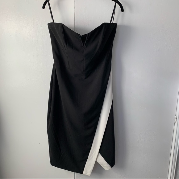 bebe Dresses & Skirts - Bebe Strapless Asymmetrical Dress Sz 12